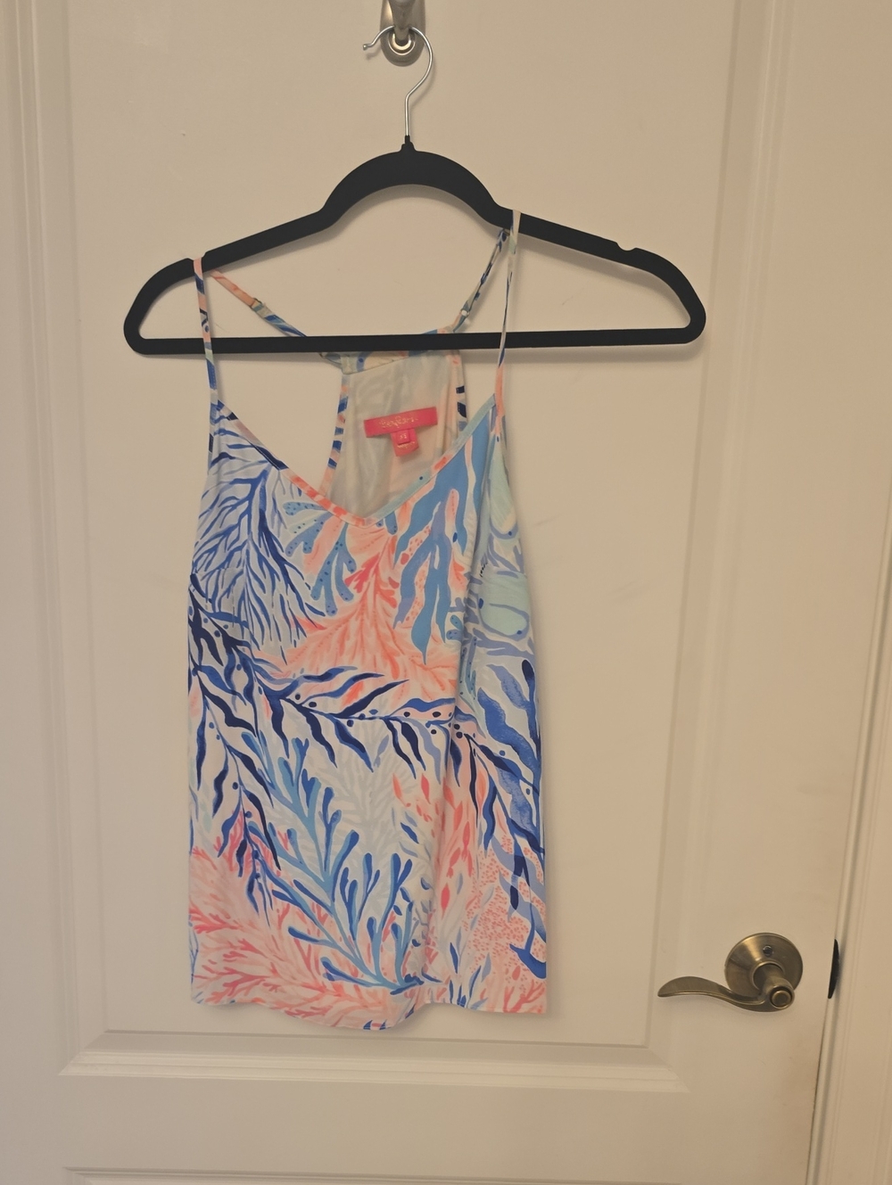 Lilly Pulitzer Coral Print Spaghetti Strap Tank in Pink and Blue